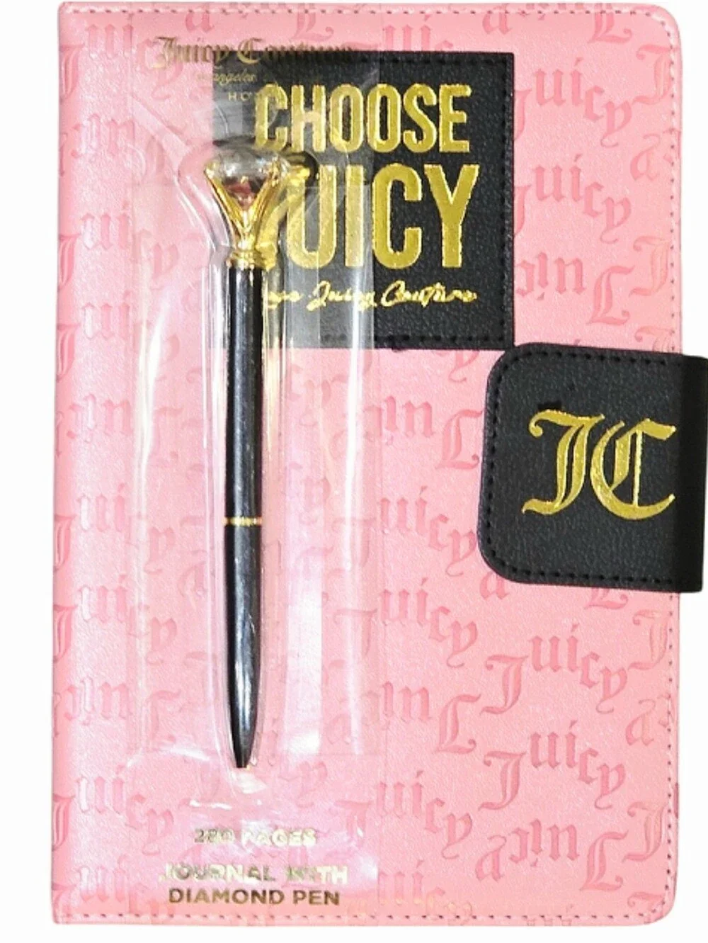 Juicy Couture Home Choose Juicy Logo Embossed Journal w/ Diamond-Tip Pen
